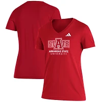 Women's adidas  Scarlet Arkansas State Red Wolves Blend V-Neck T-Shirt