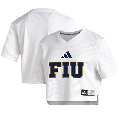 Women's adidas  White FIU Panthers Cropped Jersey Top