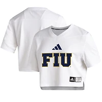 Women's adidas  White FIU Panthers Cropped Jersey Top