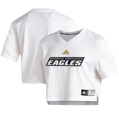 Women's adidas  White Georgia Southern Eagles Cropped Jersey Top