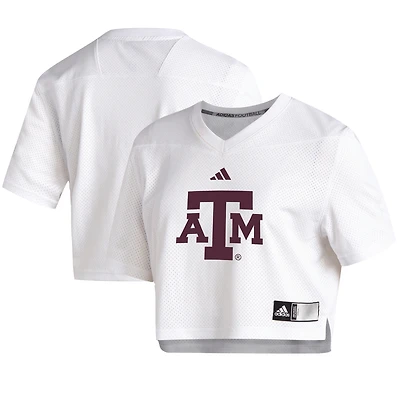 Women's adidas  White Texas A&M Aggies Cropped Jersey Top