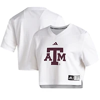 Women's adidas  White Texas A&M Aggies Cropped Jersey Top