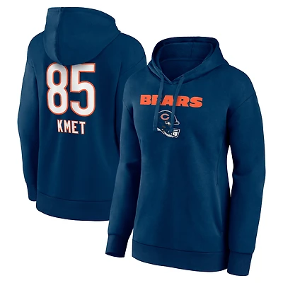 Women's Cole Kmet Navy Chicago Bears Team Wordmark Player Name & Number Pullover Hoodie