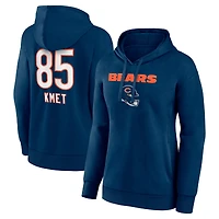 Women's Cole Kmet Navy Chicago Bears Team Wordmark Player Name & Number Pullover Hoodie