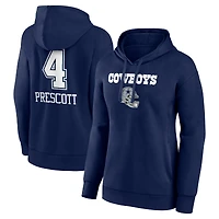 Women's Dak Prescott Navy Dallas Cowboys Team Wordmark Player Name & Number Pullover Hoodie