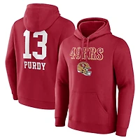 Men's Brock Purdy Scarlet San Francisco 49ers Team Wordmark Player Name & Number Pullover Hoodie