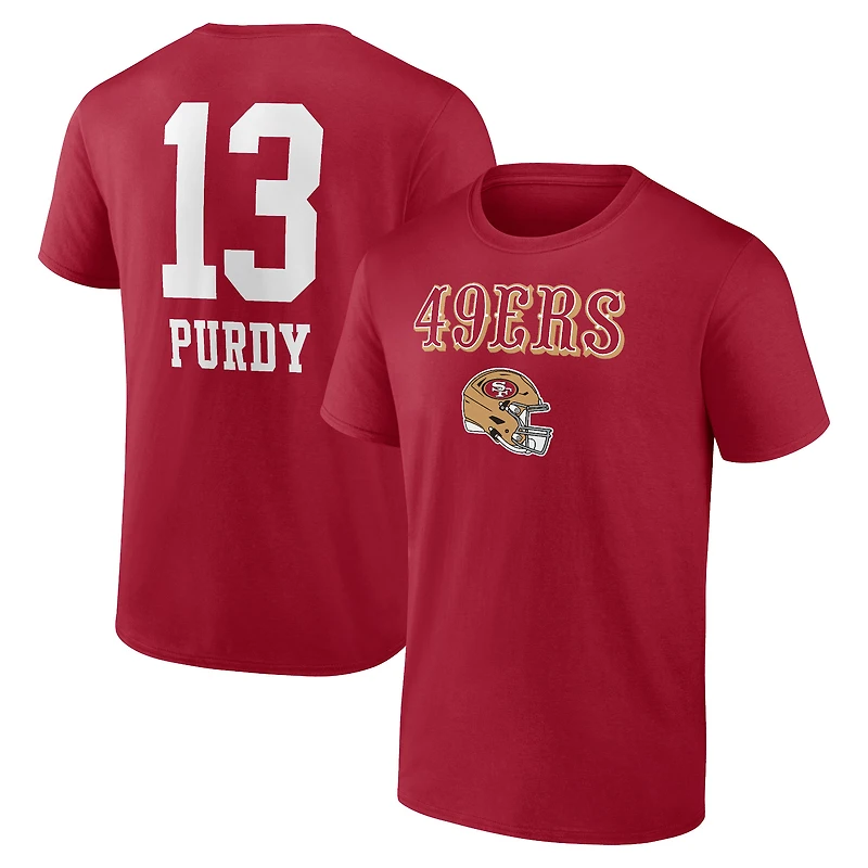 Men's Brock Purdy Scarlet San Francisco 49ers Team Wordmark Player Name & Number T-Shirt