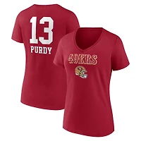 Women's Brock Purdy Scarlet San Francisco 49ers Team Wordmark Player Name & Number V-Neck T-Shirt