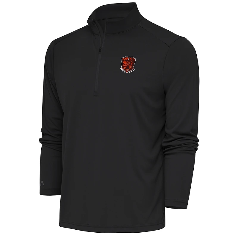 Men's Antigua Charcoal Cleveland Browns Tribute Quarter-Zip Pullover Top