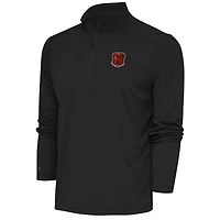 Men's Antigua Charcoal Cleveland Browns Tribute Quarter-Zip Pullover Top