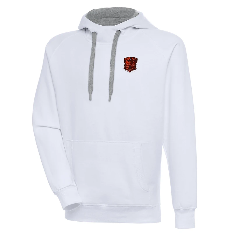 Men's Antigua White Cleveland Browns Victory Pullover Hoodie