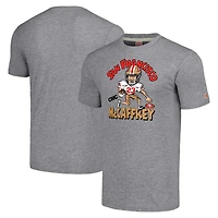 Unisex Homage Christian McCaffrey Gray San Francisco 49ers Caricature Player Tri-Blend T-Shirt