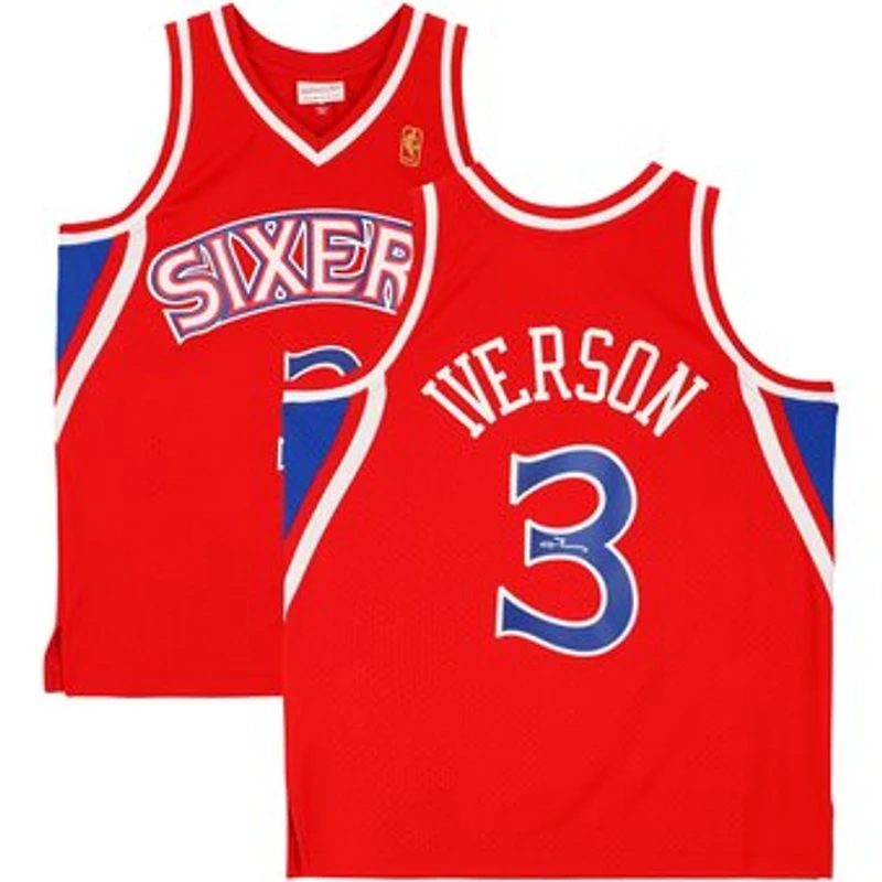 Allen Iverson Philadelphia 76ers Autographed Red Mitchell & Ness 1996-97 Swingman Jersey