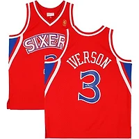 Allen Iverson Philadelphia 76ers Autographed Red Mitchell & Ness 1996-97 Swingman Jersey