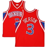 Allen Iverson Philadelphia 76ers Autographed Red Mitchell & Ness 1996-97 Swingman Jersey with "ROY 96-97" Inscription