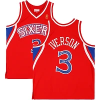 Allen Iverson Philadelphia 76ers Autographed Red Mitchell & Ness 1996-97 Swingman Jersey with "ROY 96-97" Inscription