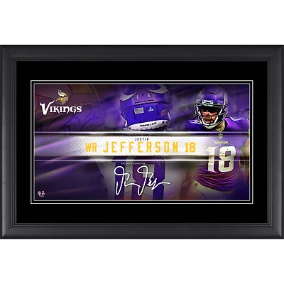 Justin Jefferson Minnesota Vikings Facsimile Signature Framed 10" x 18" Player Nameplate Collage