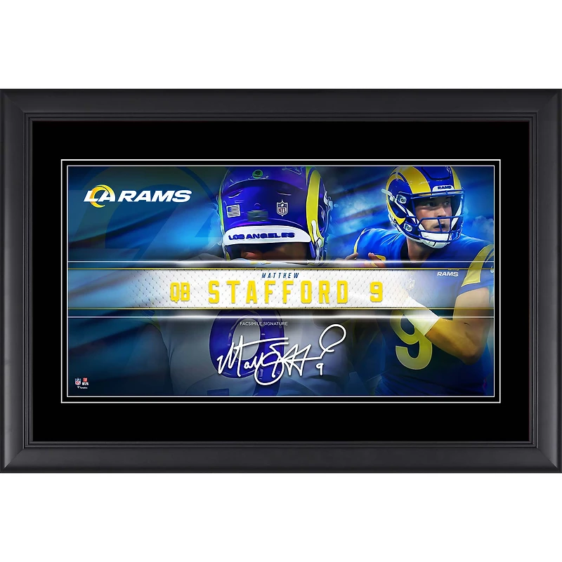 Matthew Stafford Los Angeles Rams Facsimile Signature Framed 10" x 18" Player Nameplate Collage