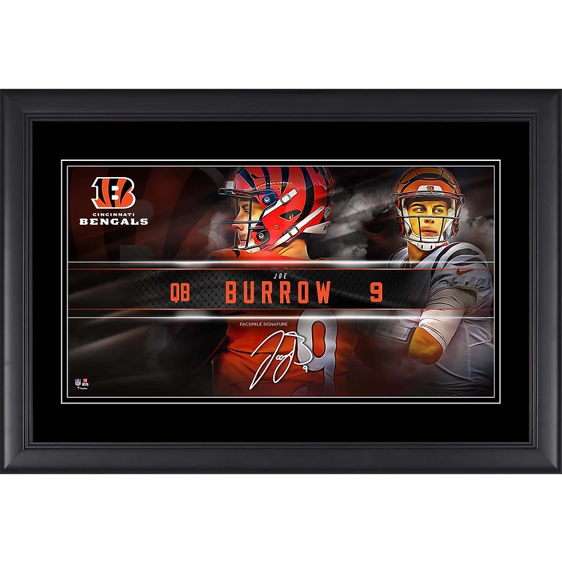 Joe Burrow Cincinnati Bengals Facsimile Signature Framed 10" x 18" Player Nameplate Collage