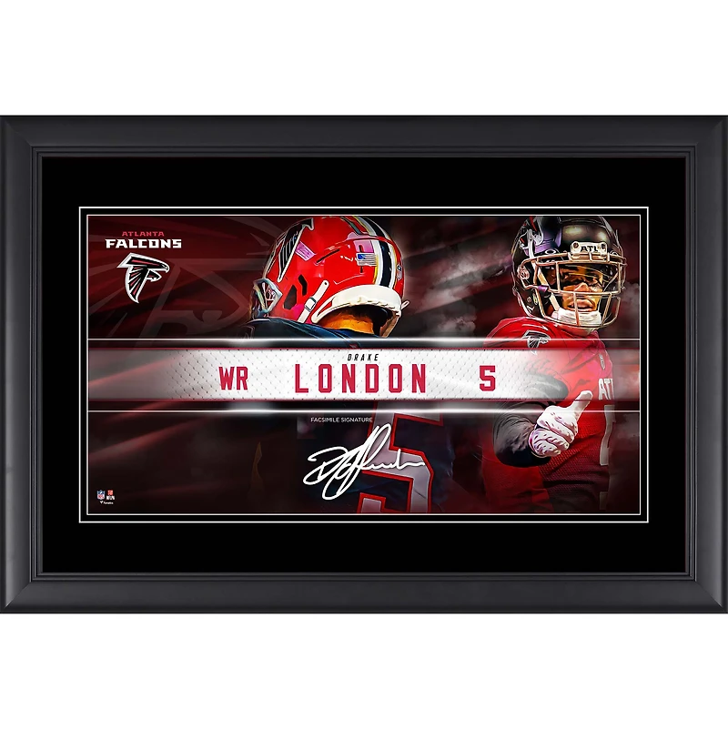 Drake London Atlanta Falcons Facsimile Signature Framed 10" x 18" Player Nameplate Collage