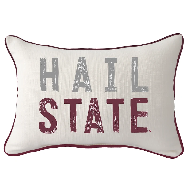 Mississippi State Bulldogs Distressed Logo Rectangular Piped Pillow