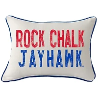 Kansas Jayhawks Distressed Logo Rectangular Piped Pillow
