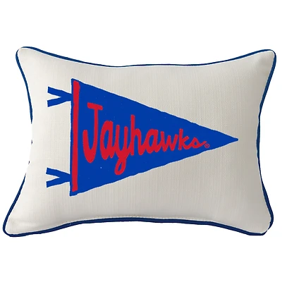 Kansas Jayhawks Pennant Rectangular Piped Pillow