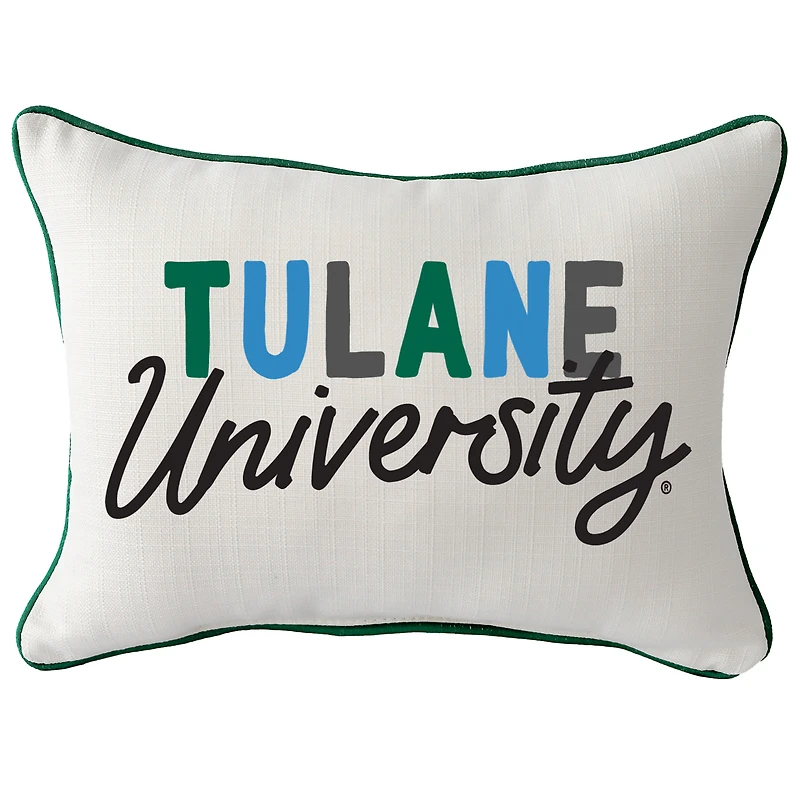 Tulane Green Wave Tones Rectangular Piped Pillow