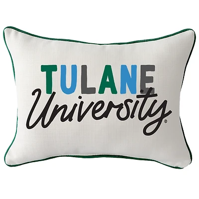 Tulane Green Wave Tones Rectangular Piped Pillow