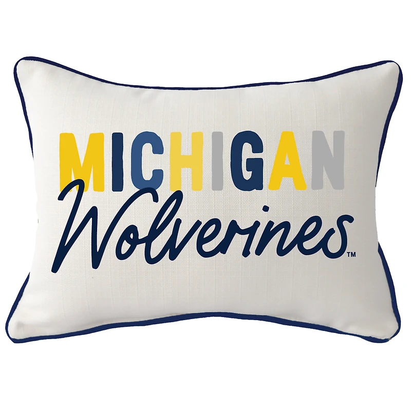 Michigan Wolverines Tones Rectangular Piped Pillow