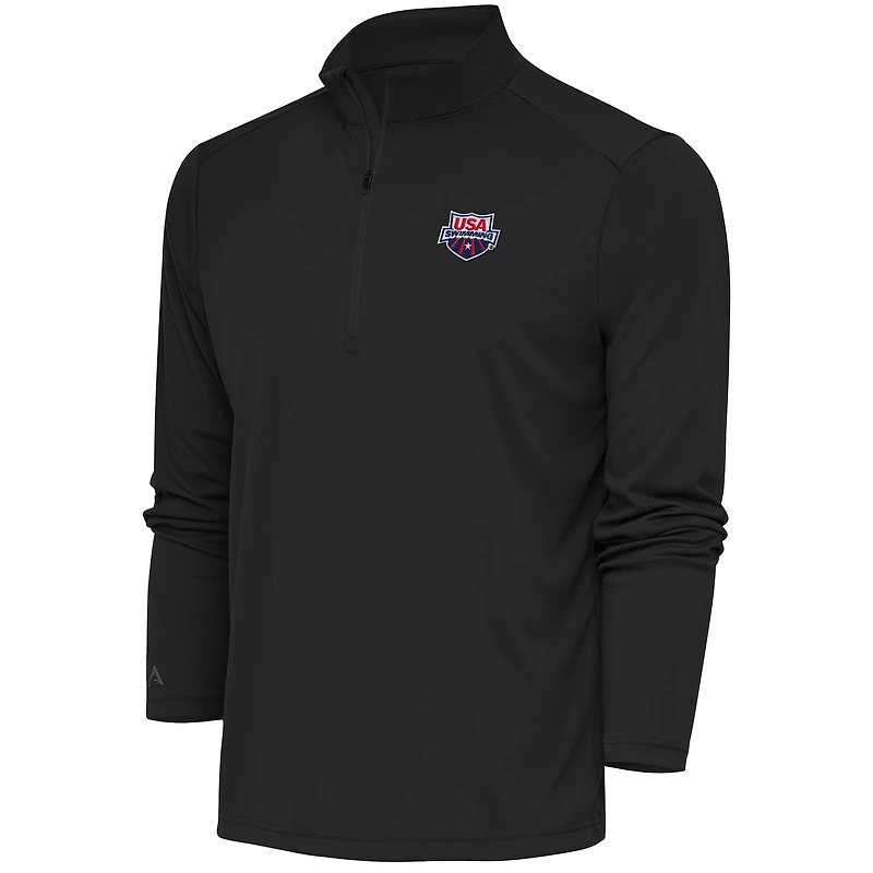 Men's Antigua Charcoal USA Swimming Tribute Quarter-Zip Pullover Top