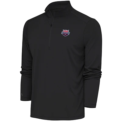 Men's Antigua Charcoal USA Swimming Tribute Quarter-Zip Pullover Top