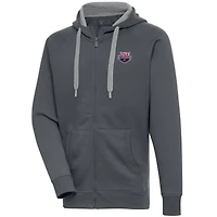 Men's Antigua  Charcoal USA Swimming Victory Full-Zip Hoodie