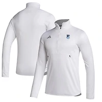 Men's adidas  White Rhode Island Rams Stadium Knit Quarter-Zip Pullover Jacket