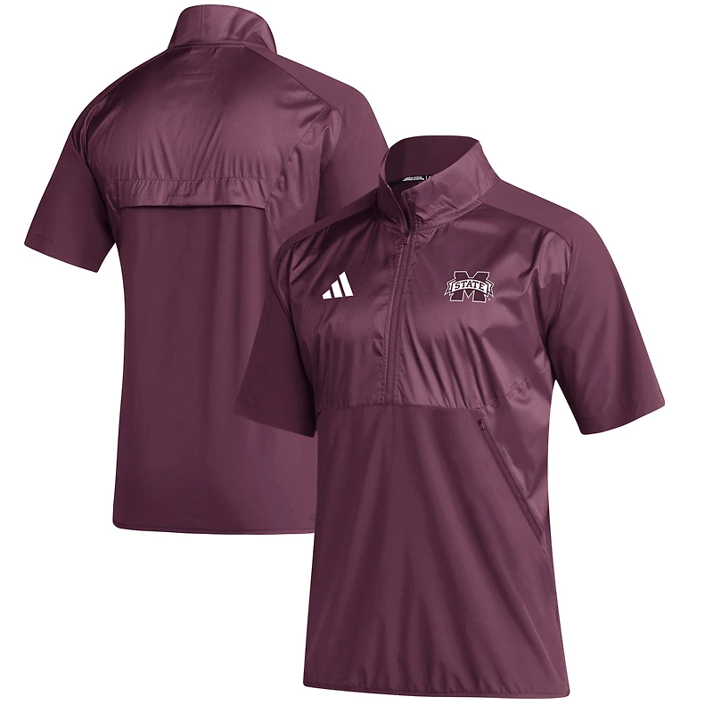 Men's adidas  Maroon Mississippi State Bulldogs Sideline Quarter-Zip Polo