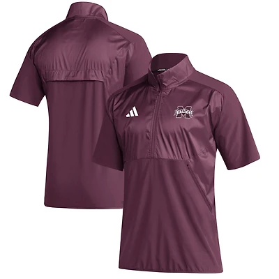 Men's adidas  Maroon Mississippi State Bulldogs Sideline Quarter-Zip Polo