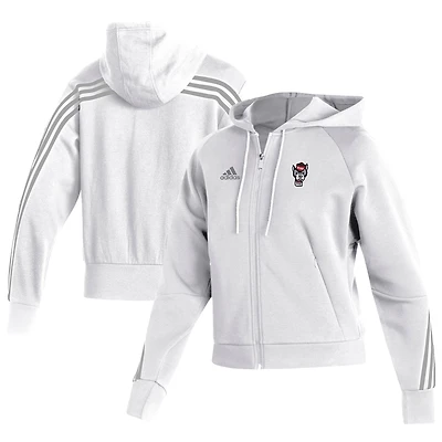 Women's adidas  White NC State Wolfpack Fashion Decorated Full-Zip Hoodie