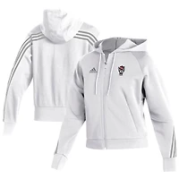 Women's adidas  White NC State Wolfpack Fashion Decorated Full-Zip Hoodie