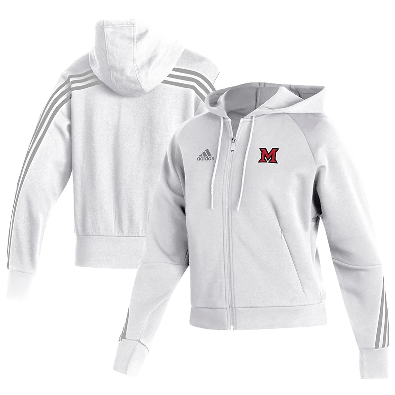 Women's adidas  White Miami University RedHawks Fashion Decorated Full-Zip Hoodie