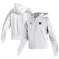 Women's adidas  White Miami University RedHawks Fashion Decorated Full-Zip Hoodie