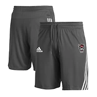 Men's adidas  Gray NC State Wolfpack Three-Stripe Knit Shorts