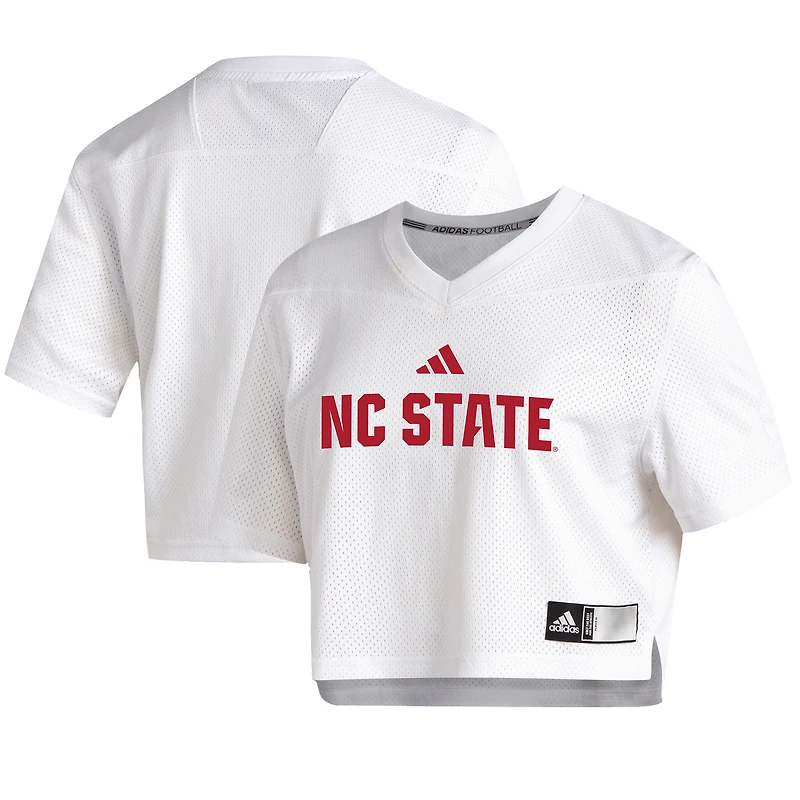 Women's adidas White NC State Wolfpack Cropped Jersey Top