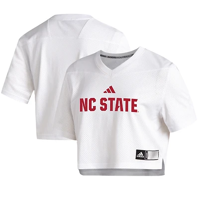 Women's adidas  White NC State Wolfpack Cropped Jersey Top