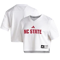Women's adidas  White NC State Wolfpack Cropped Jersey Top