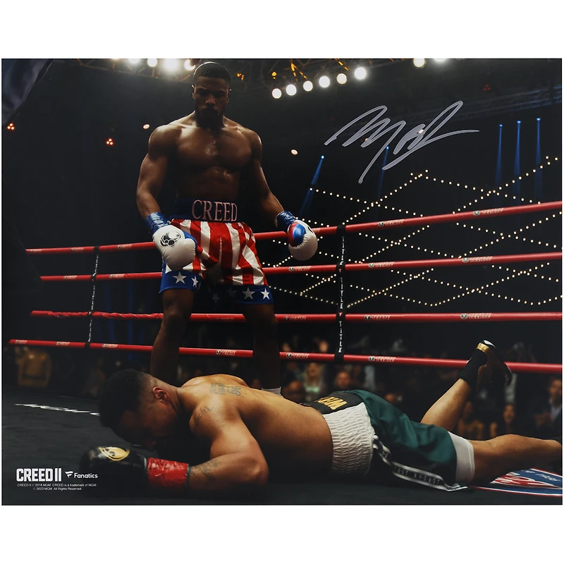 Michael B. Jordan Creed II Autographed 16" x 20" Standing Over Danny Wheeler Photograph