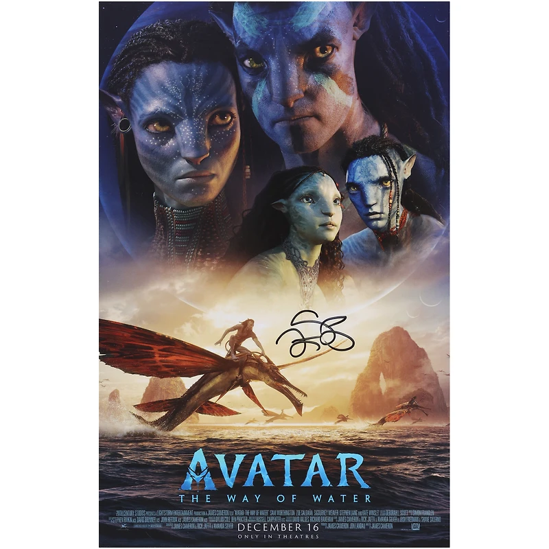 Zoe Saldana Avatar: The Way of Water Autographed 11" x 17" Movie Poster
