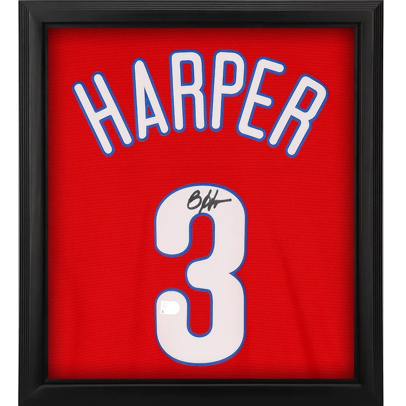 Bryce Harper Philadelphia Phillies Autographed Framed Scarlet Nike Replica Jersey Shadowbox