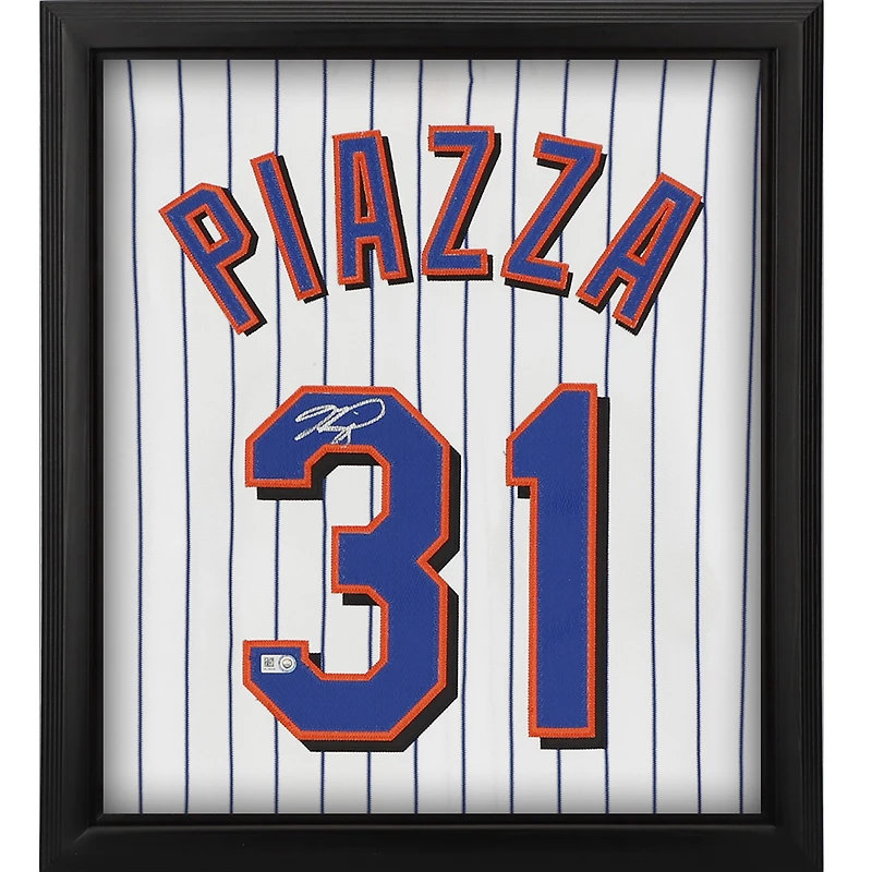 Mike Piazza New York Mets Autographed Framed Mitchell and Ness Pinstripe Authentic Jersey Shadowbox