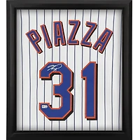 Mike Piazza New York Mets Autographed Framed Mitchell and Ness Pinstripe Authentic Jersey Shadowbox