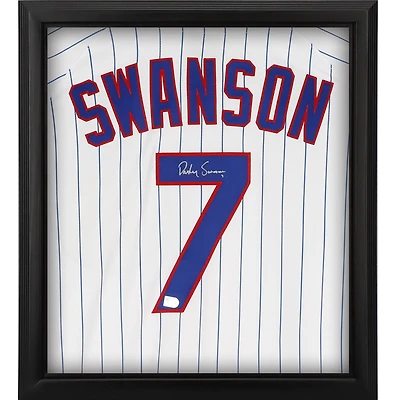 Dansby Swanson Chicago Cubs Autographed Framed White Nike Authentic Jersey Shadowbox